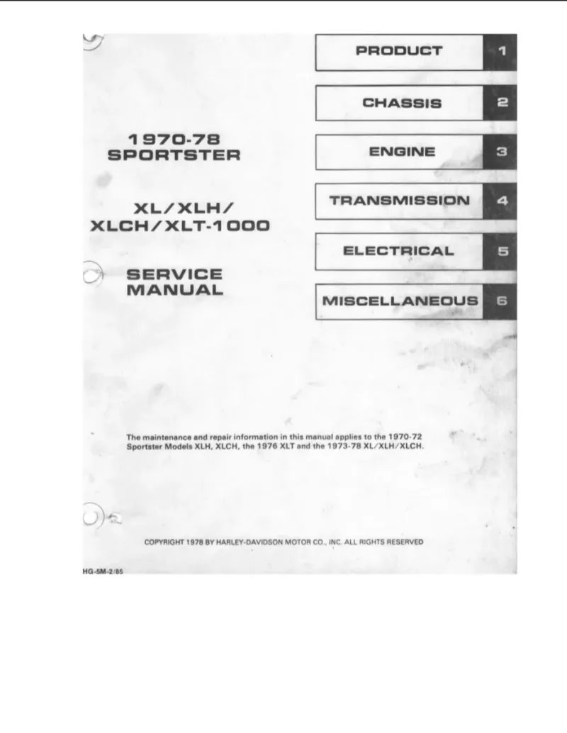 Manual de Taller Harley Davidson Sportster XL/XLH/XLC - Imagen 2