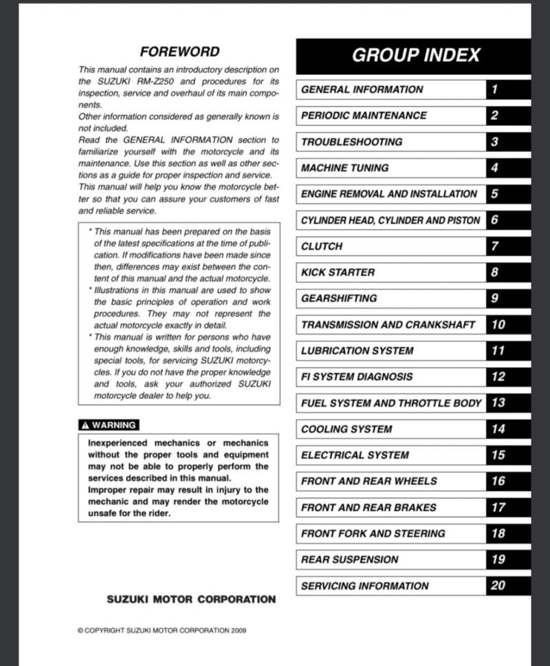 Manual de Taller Suzuki RM-Z250 2010 - Imagen 2