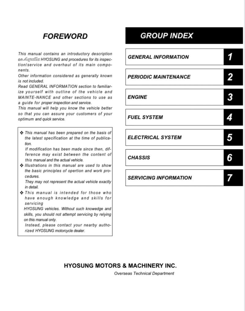 Manual de Taller Hyosung Comet 2003 - Imagen 2