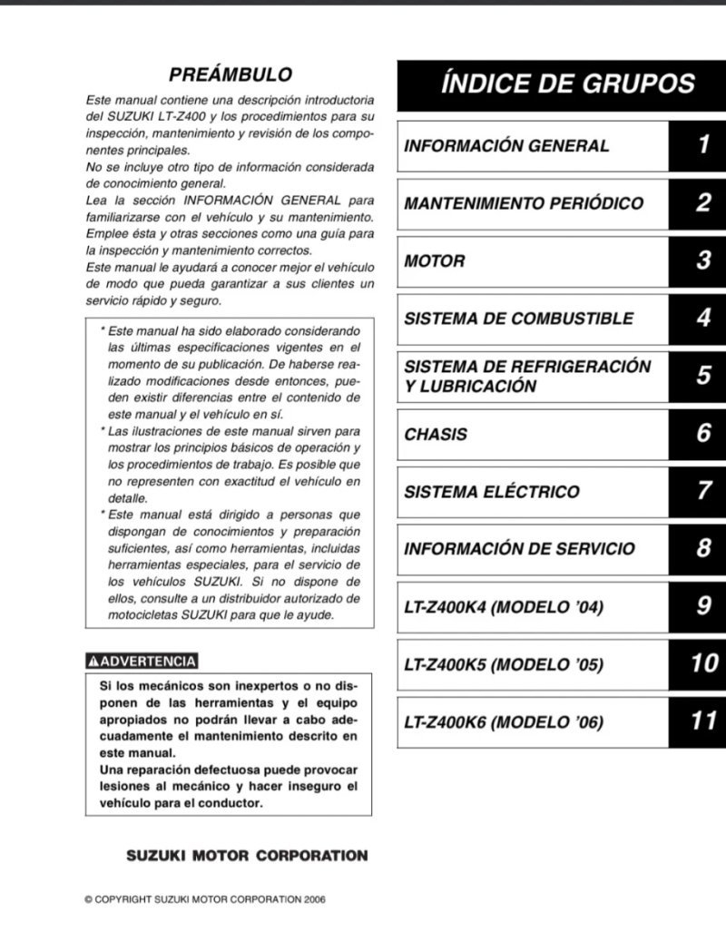 Manual de Taller Suzuki LT-Z400 2006 - Imagen 2