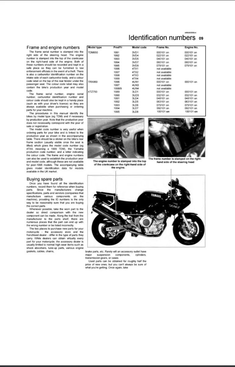 Manual de Taller Yamaha XTZ 750 1993 - Imagen 2
