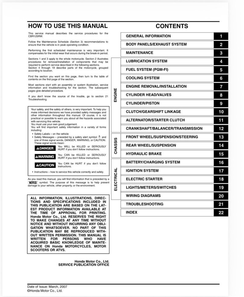 Manual de Taller Honda CBR 125RW 2007-2010 - Imagen 2