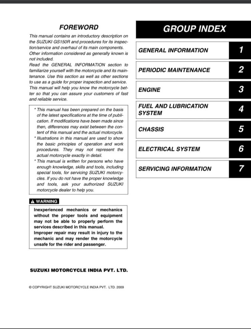 Manual de Taller Suzuki GS 150R 2009 - Imagen 2