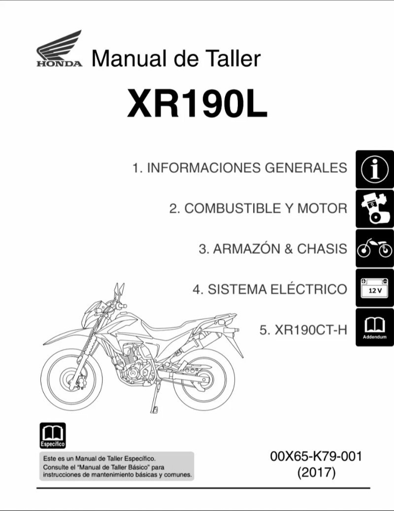 Manual de Taller Honda XR190L 2017 - Imagen 2