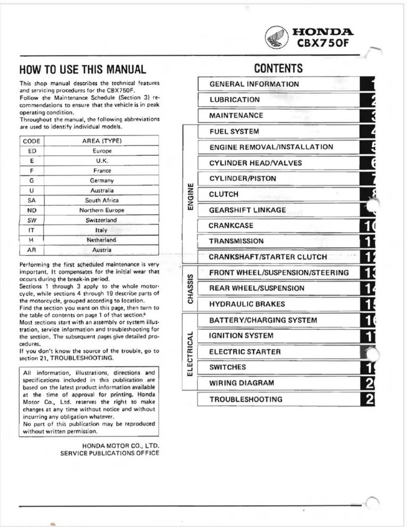 Manual de Taller Honda CBX750F 1984 - Imagen 2