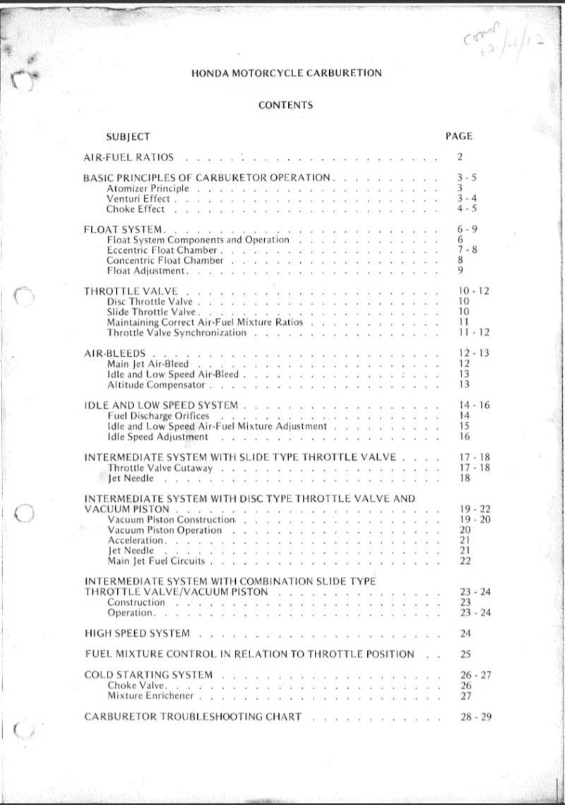 Manual de Taller Honda de Carburación - Imagen 2