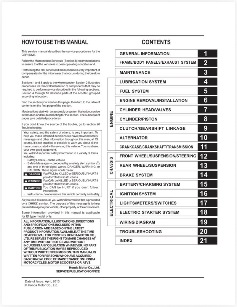 Manual de Taller Honda CBF 150ME 2013 - Imagen 2