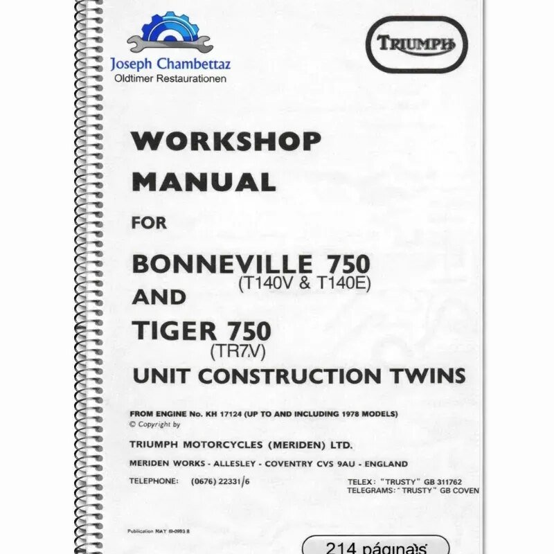 Manual Taller Triumph Bonneville T140